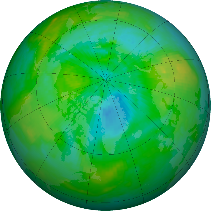 Arctic ozone map for 29 August 1980